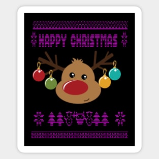 Reindeer ugly christmas sweater - family christmas, t-shirt, pjama top Sticker